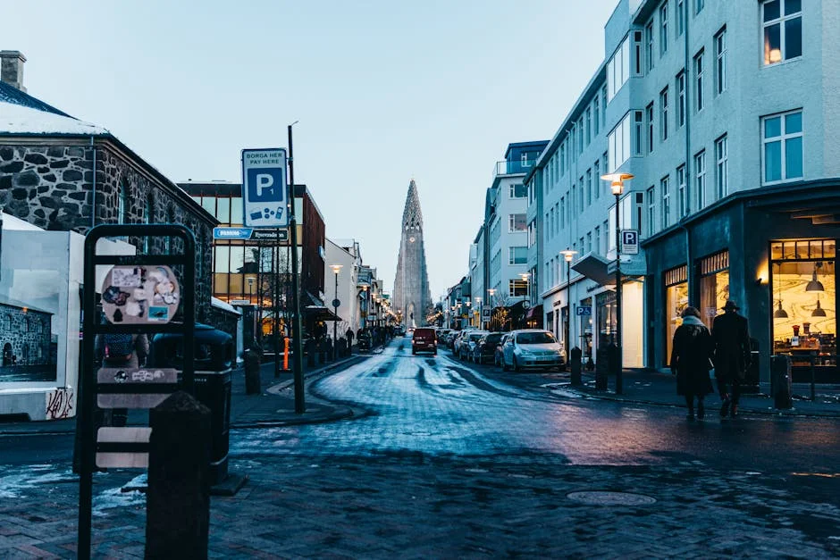 Downtown Reykjavik (101) neighborhood in Iceland in December