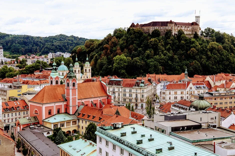 Ljubljana Old Town neighborhood in Slovenia